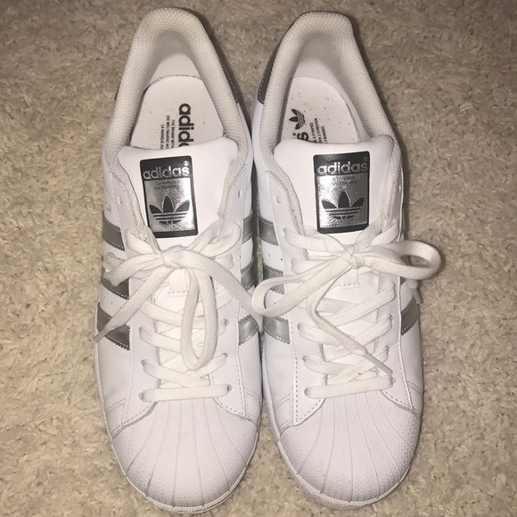 shell toe white and silver